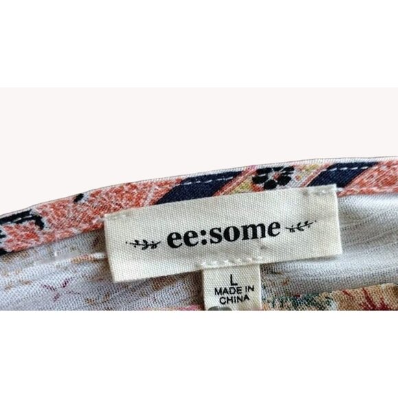 ee some Top Large Floral Elastic Waist Deep V Tie Neck - Picture 3 of 13